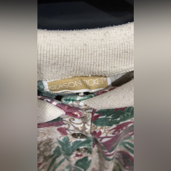 Vintage Christmas Print Season Ticket Quarter Button Up Sweater - Picture 5 of 8